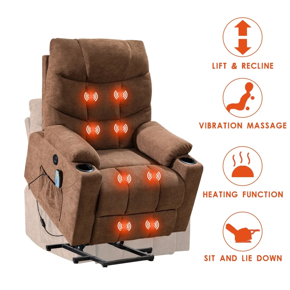 Brown Electric Lift Recliner with Cup Holders L325