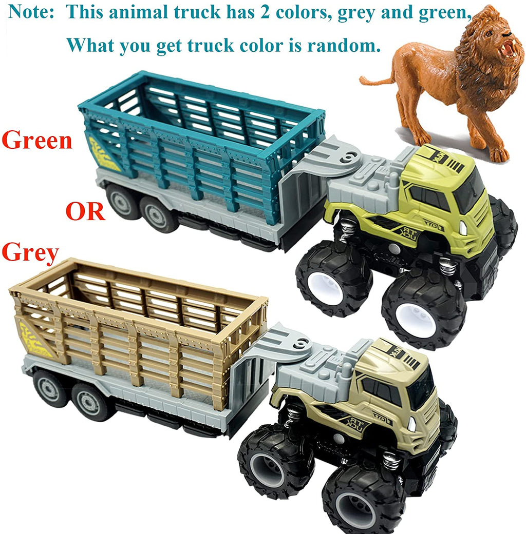 Friction Powered Toy Cars Animal Transporter with Lion Figurine E669