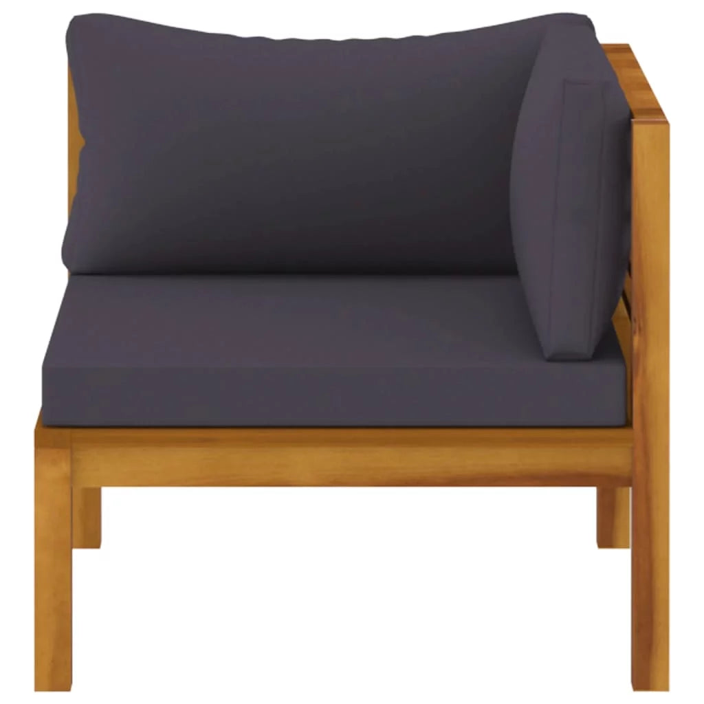 Dark Gray Cushions Solid Acacia Wood Corner Sofas W679525
