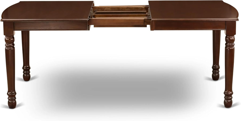 7 Piece Rectangle Wood Dining Table Set with 6 Upholstered Chairs, Mahogany Q8919