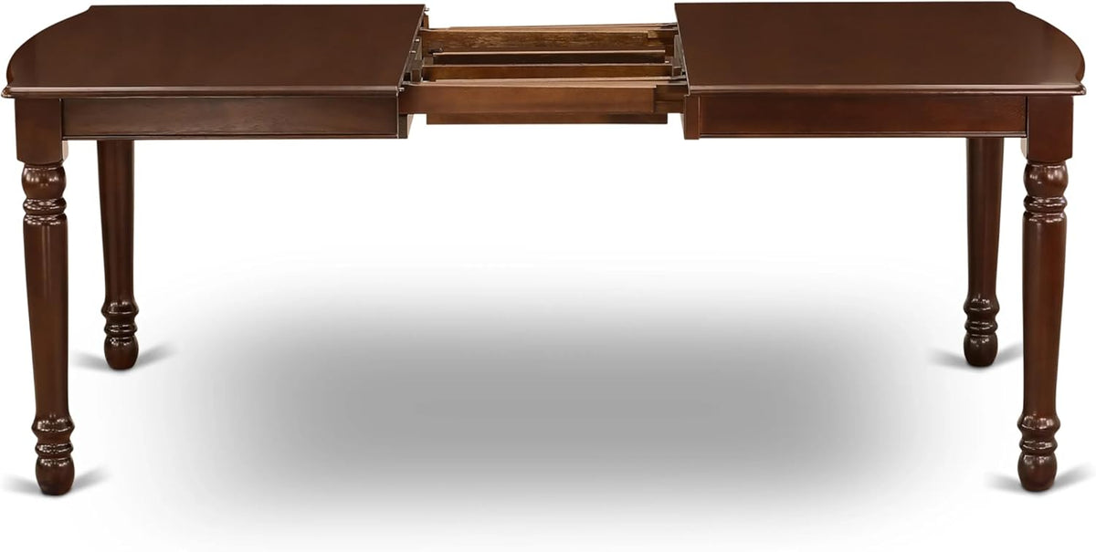 7 Piece Rectangle Wood Dining Table Set with 6 Upholstered Chairs, Mahogany Q8919