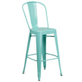 Mint Green Metal Indoor-Outdoor Barstool with Back K1480
