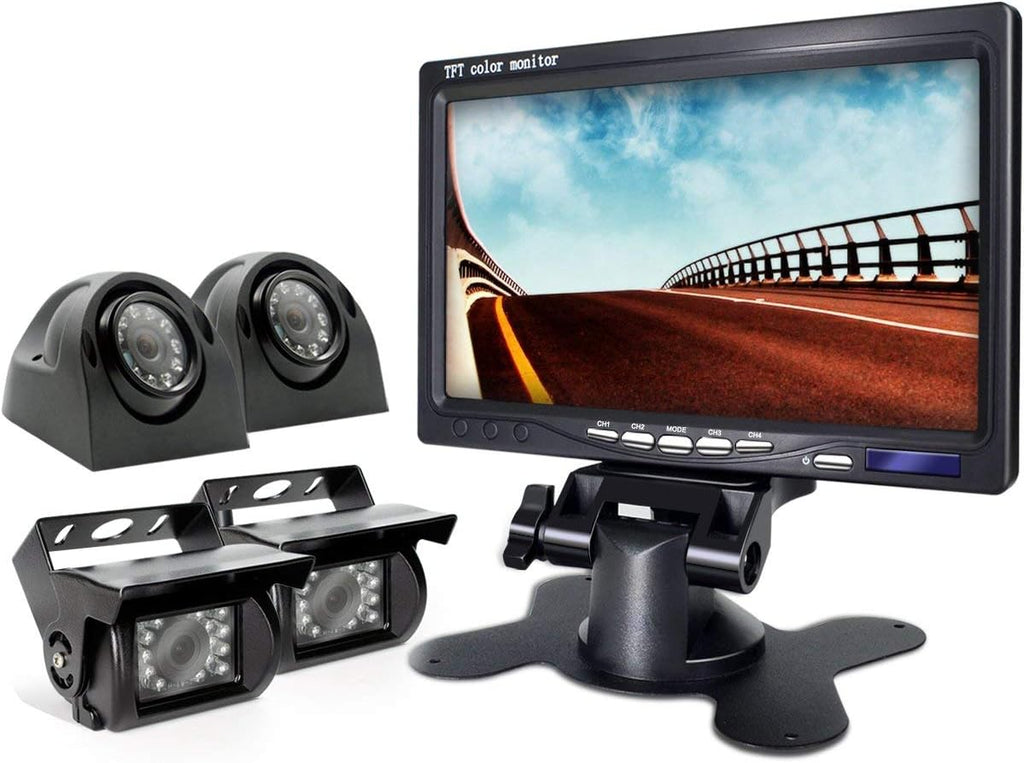 Backup Camera with Monitor Split Screen Wired 4 Channels M6689