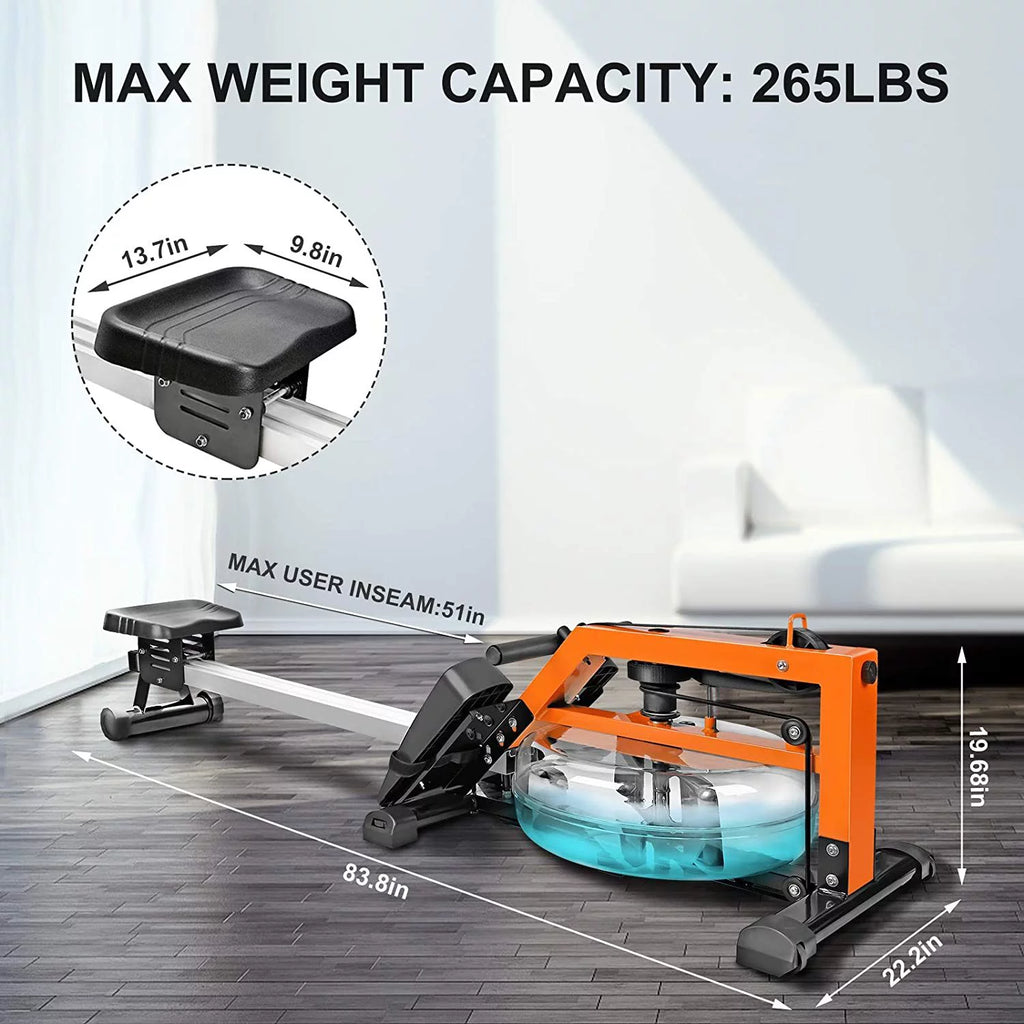 Adjustable Water Rowing Machine with LCD Monitor W381