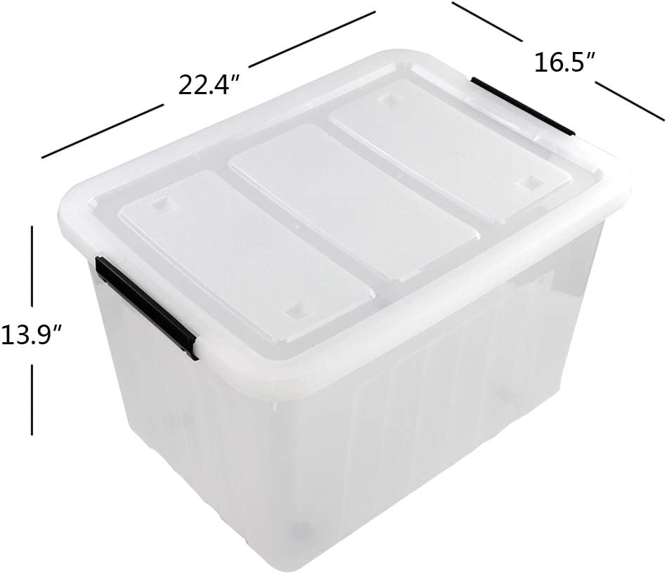 30 L Clear Plastic Storage Box with Wheels, 4-Pack P23981