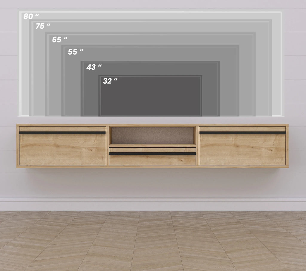 71" Wall Mounted Floating Entertainment Media Console T222