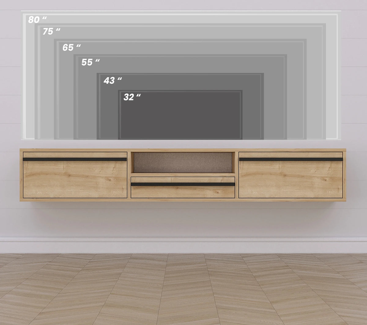 71" Wall Mounted Floating Entertainment Media Console T222