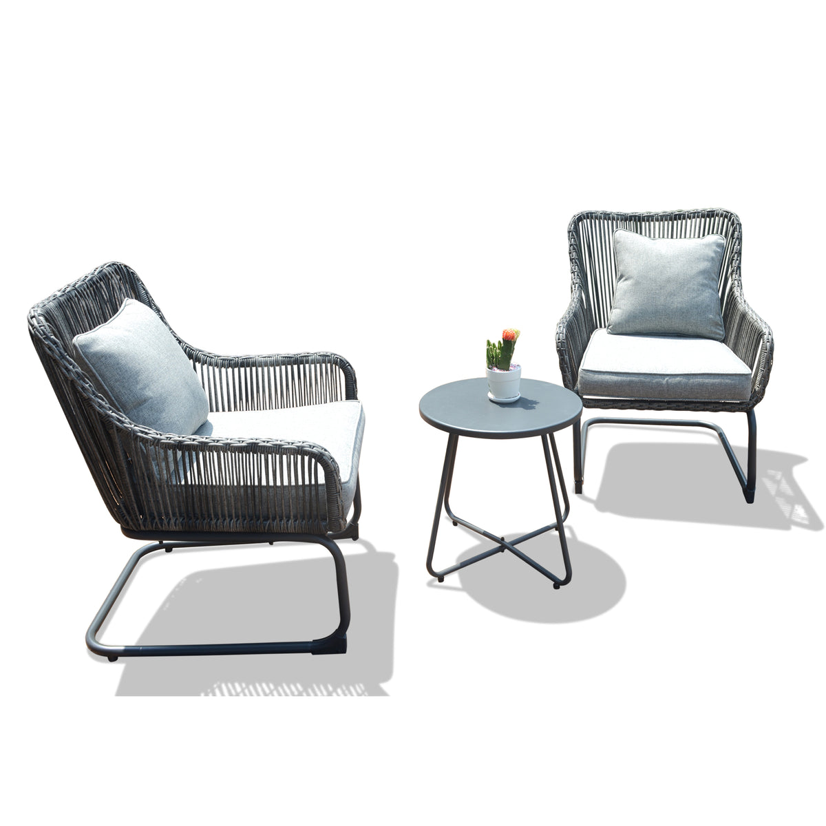 3 Pcs Outdoor Hand-Woven Wicker Spring Sofa Chair Patio Conversation Set N85308