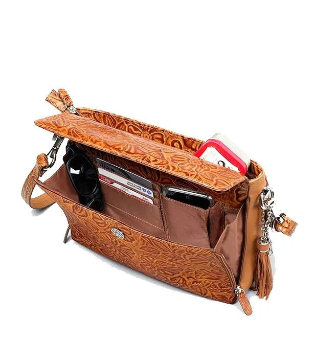 Tooled Cowhide Concealed Carry Handbag R4688