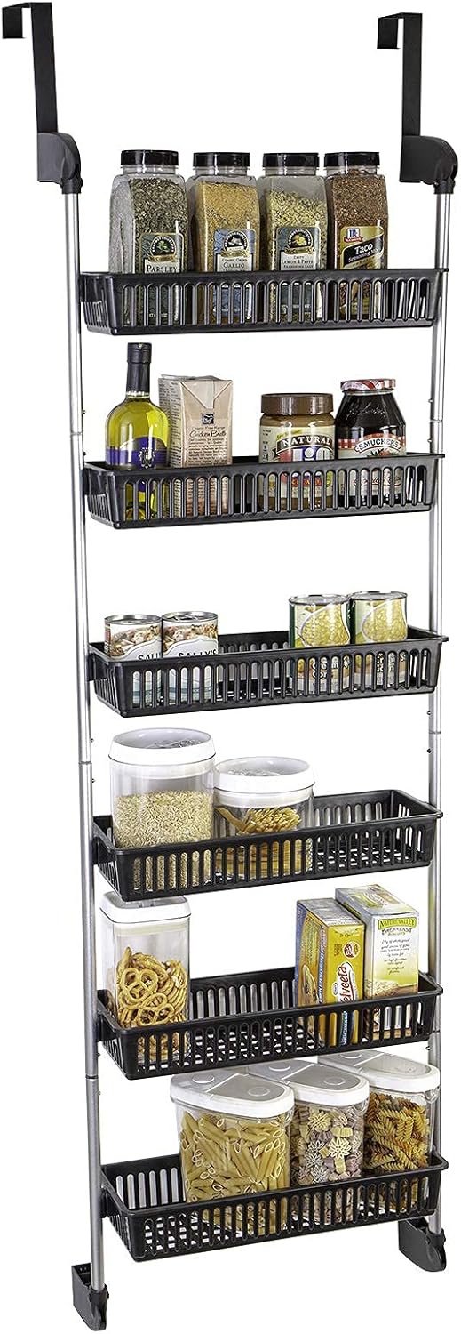White 6 Baskets Over The Door Pantry Organizer Rack E73112