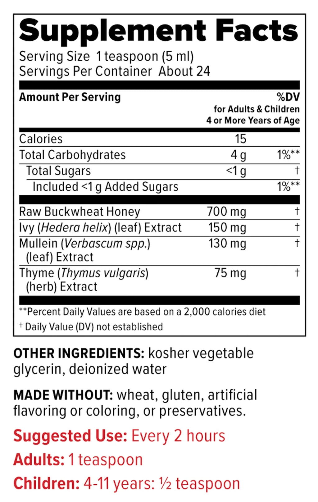 Natural Cough Suppressant Syrup M25641