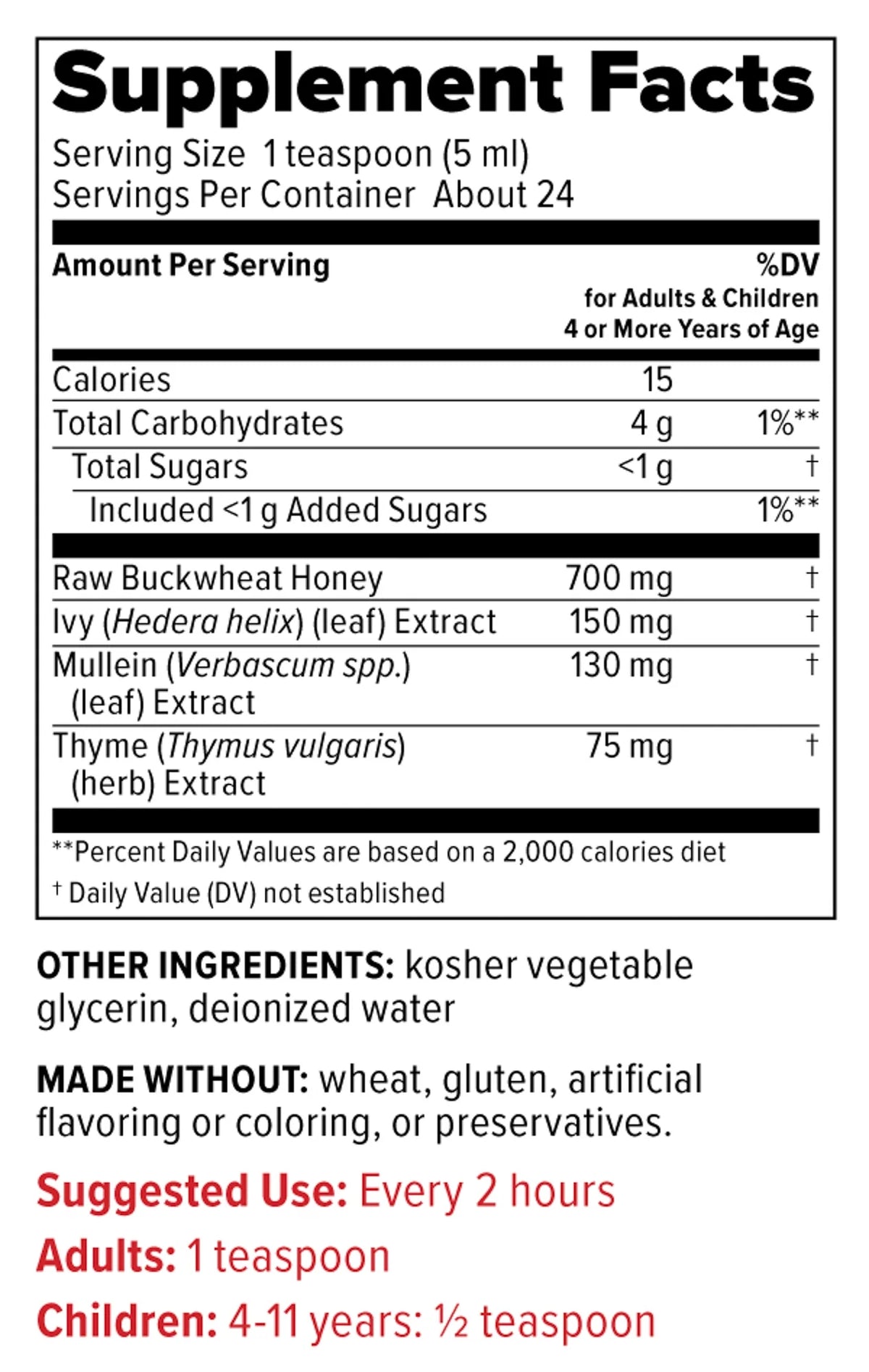Natural Cough Suppressant Syrup M25641