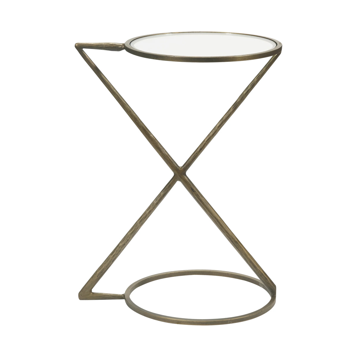 Iron Side End Table with Glass Top K6882