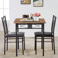 3-Piece Wooden Dining Table Set with 2 Pu Cushion Chairs O272462