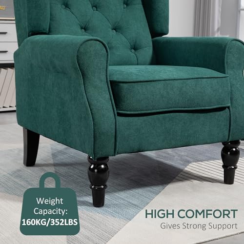 Dark Brown High Wingback Fabric Armchair with Wood Legs H57322