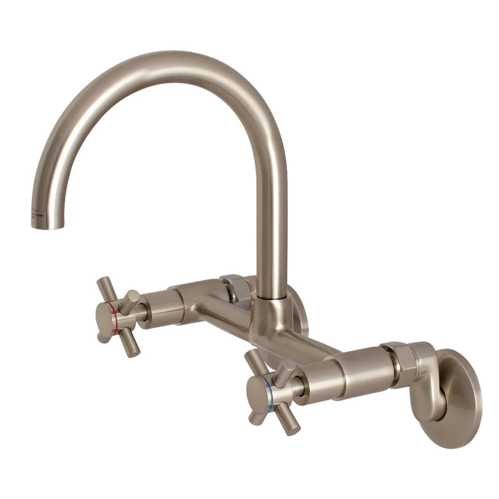Brushed Nickel Adjustable Center Wall Mount Kitchen Faucet H21465