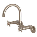 Brushed Nickel Adjustable Center Wall Mount Kitchen Faucet H21465