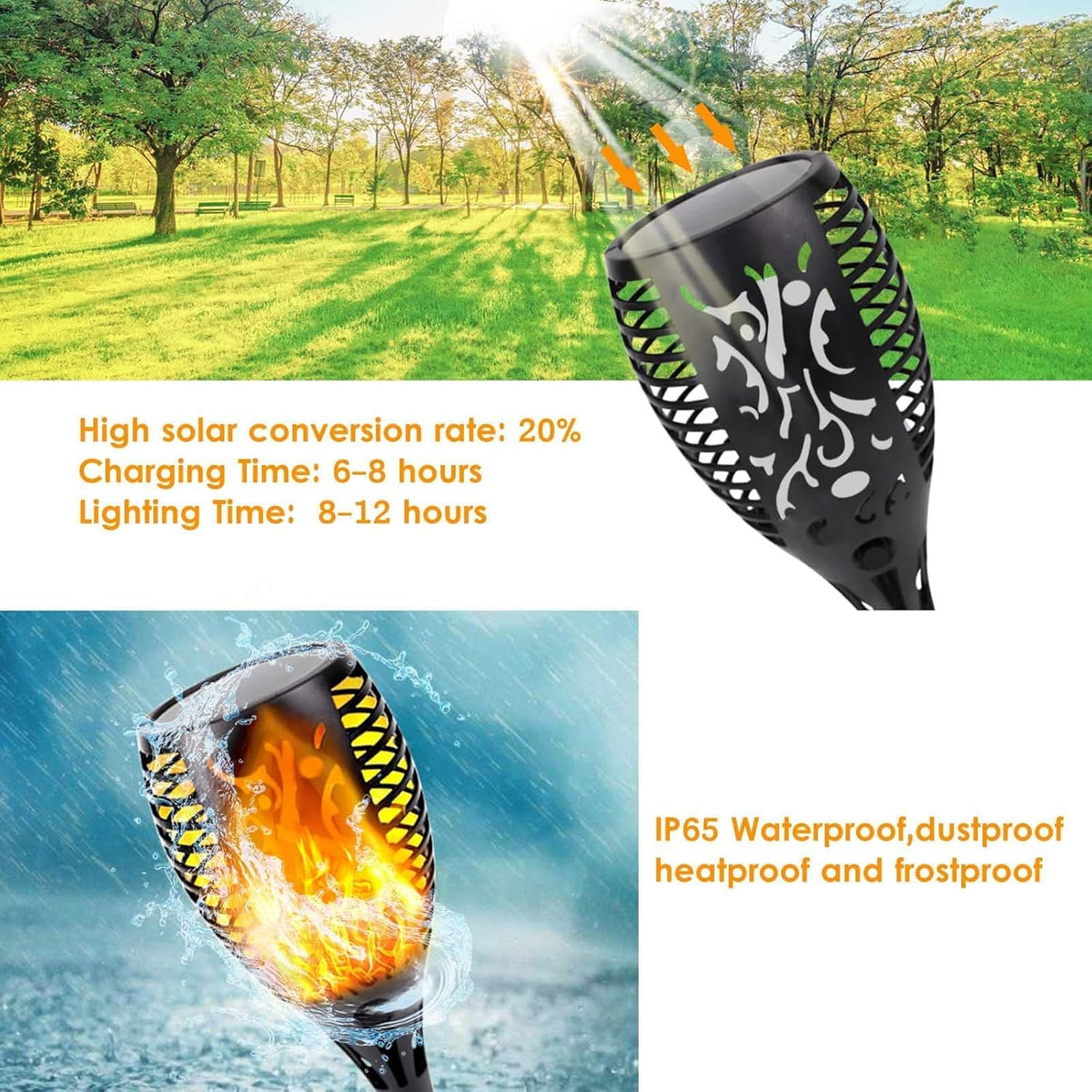 8-Pack Solar Flame Torch Waterproof Outdoor Lights O38485