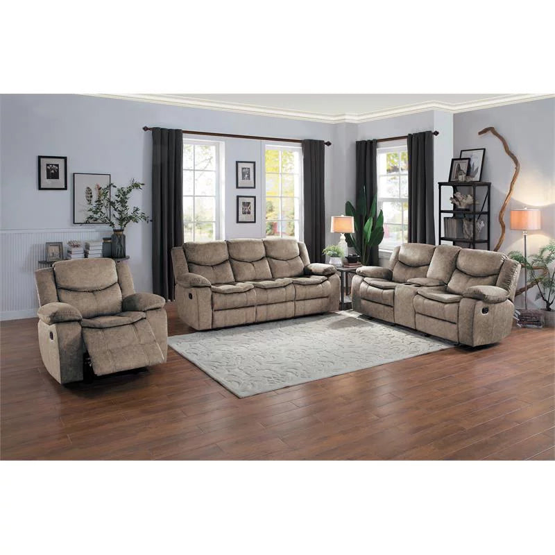 Brown Microfiber Double Reclining Sofa L39172