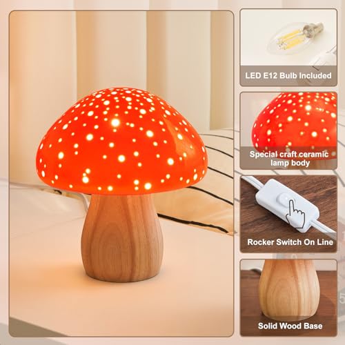 Pink Ceramic Mushroom Lamp I142534