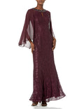 Sequin Lace Chiffon Capelet Gown A729769