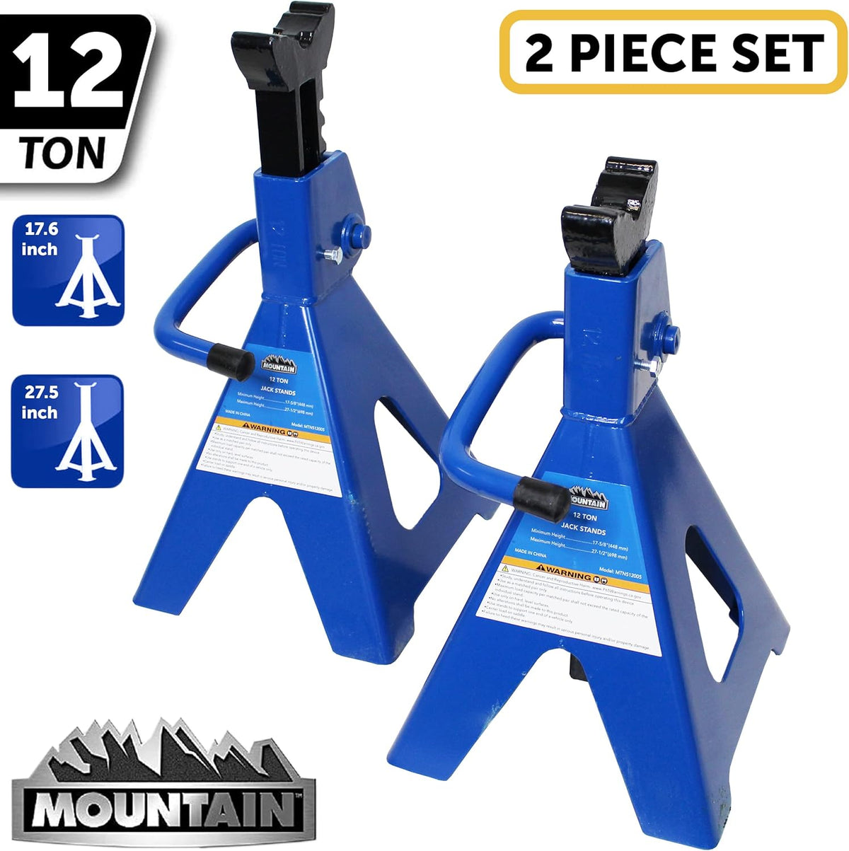 12 Ton Steel Jack Stands (Pair) J1940