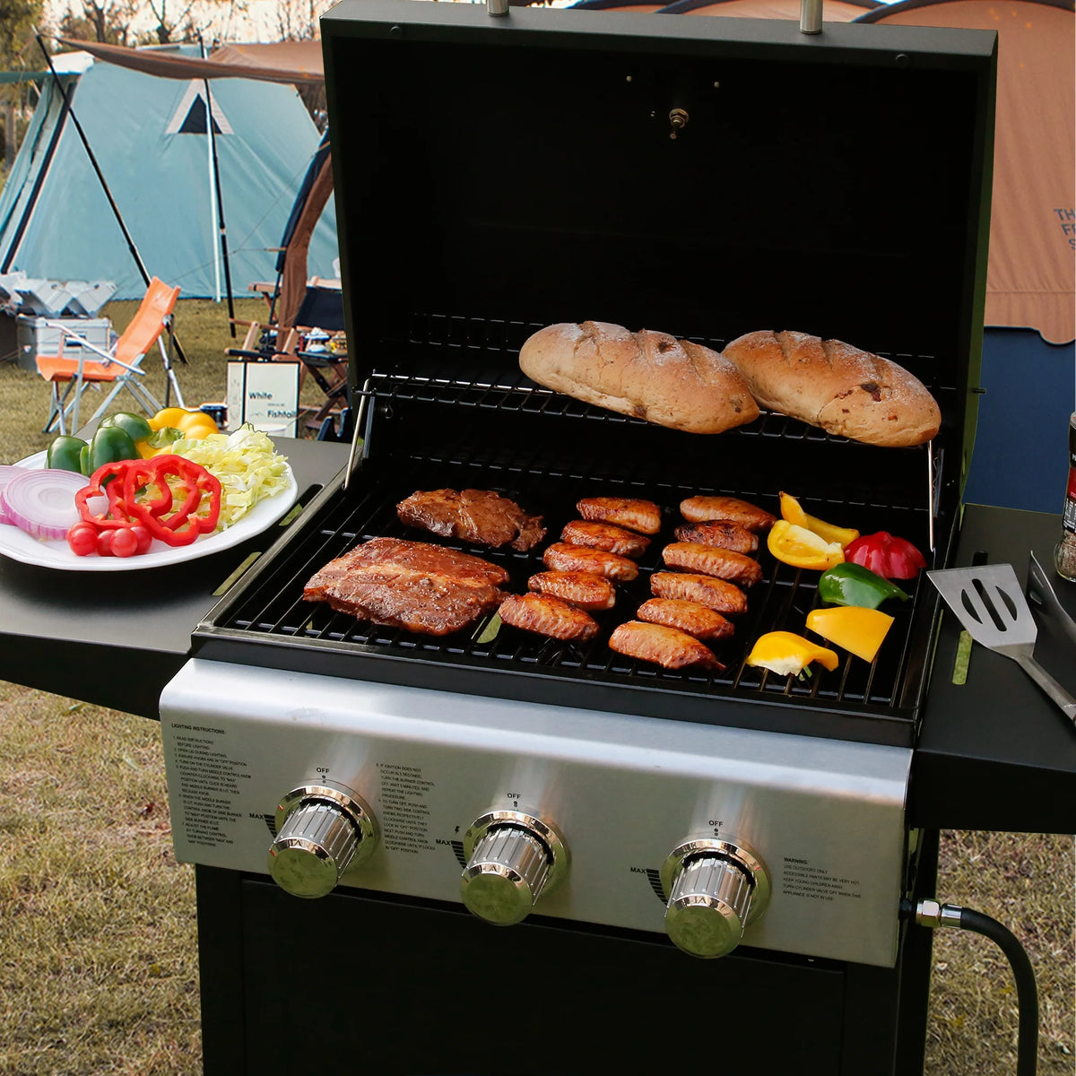 3 Burner Stainless Steel Propane Gas Grill P9466