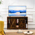 Wooden TV Stand with Storage Cabinet & 2 Sliding Barn Doors N51813