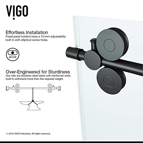 Matte Black Frameless Sliding Rectangle Tub Door with Clear Tempered Glass and Stainless Steel Hardware L88375