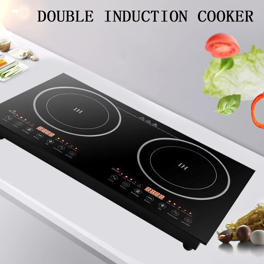 2-Burner Tempered Glass Electric Induction Cooktop 2400W L913