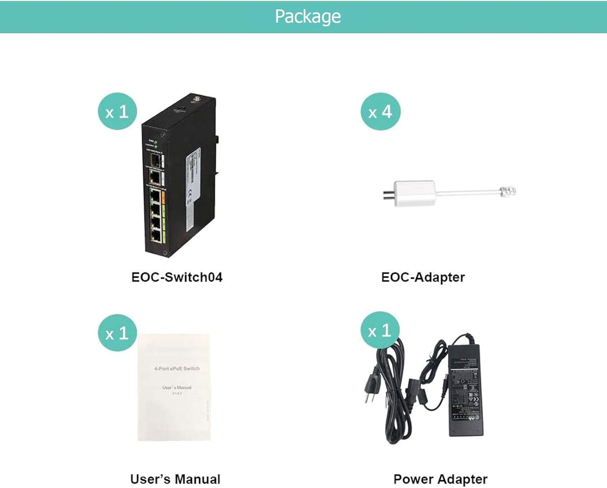 4 Port POE EOC Hybrid ePOE Switch with Ethernet Over Coax N478