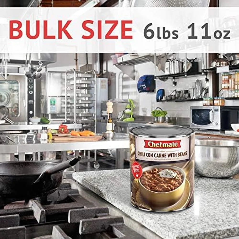 Beef Chili Canned Beans with Meat 6 lb 11 oz Pack of 18 U523