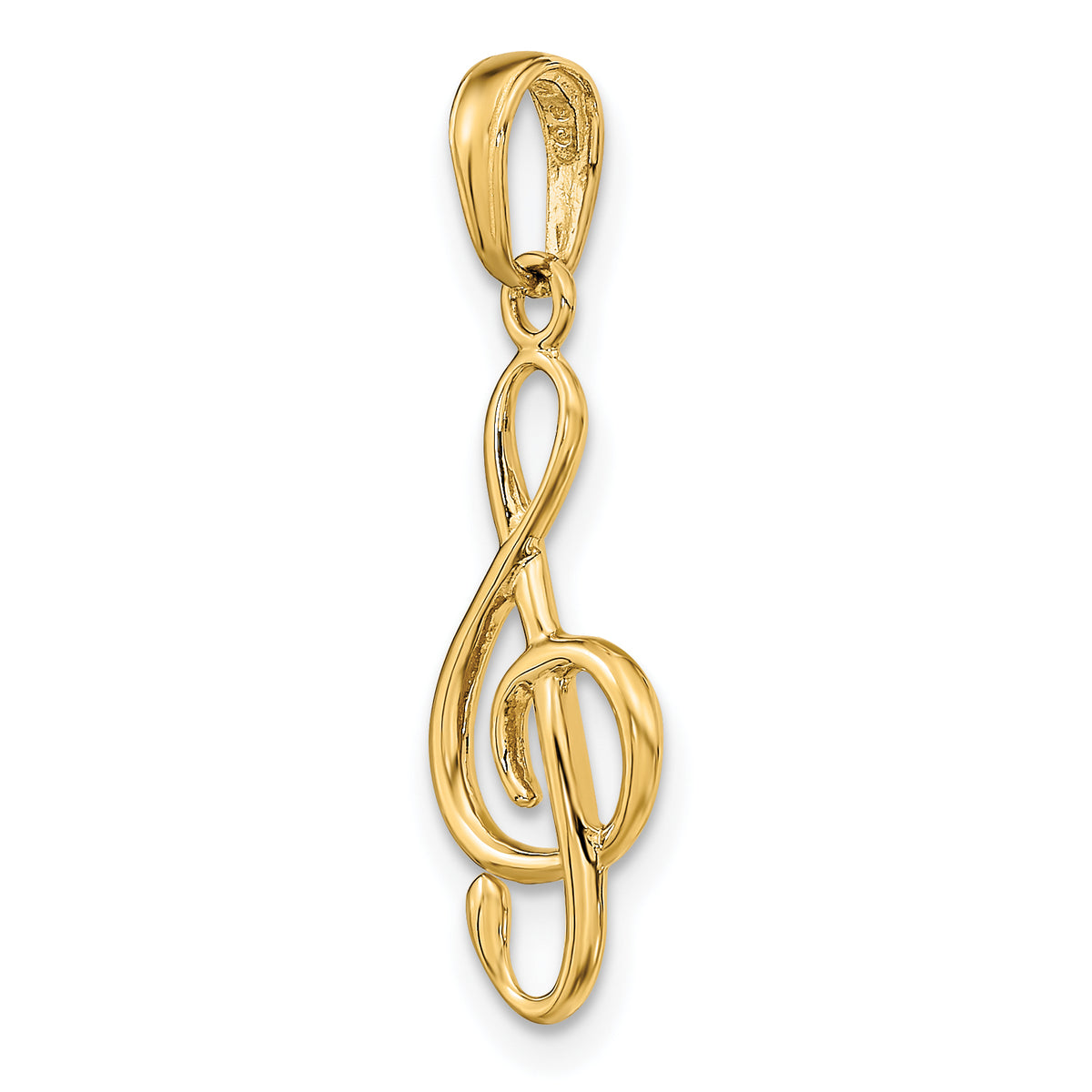 14K Yellow Gold Treble Clef Pendant Charm with Rope Chain Necklace 16'' I18665