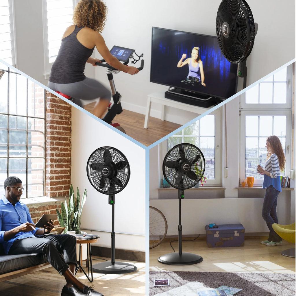 18" DC Motor Pedestal Fan with Remote, Black F455537