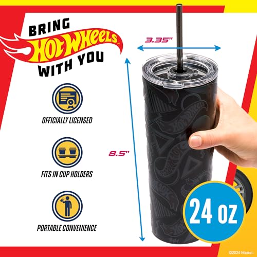 24 oz Stainless Steel Vacuum Insulated Tumbler with Lid and Straw F401960
