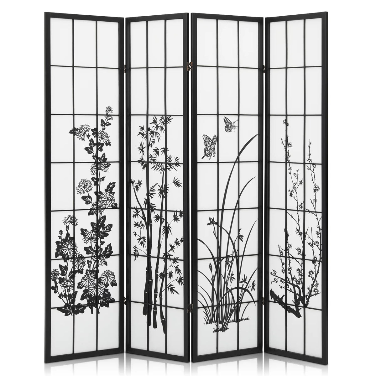 4 Panel Wood Foldable Room Divider D4187
