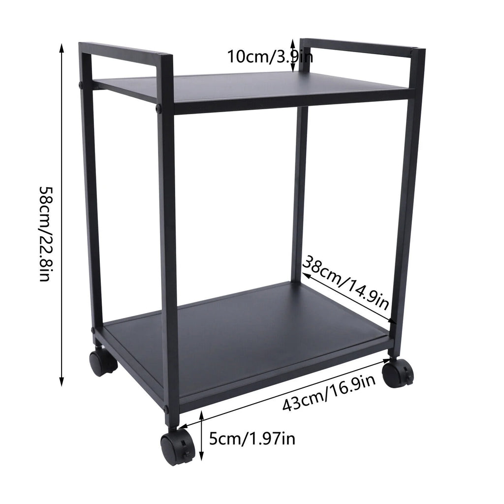 2Tier Computer Tower Stand with Lockable Wheels Black X729596
