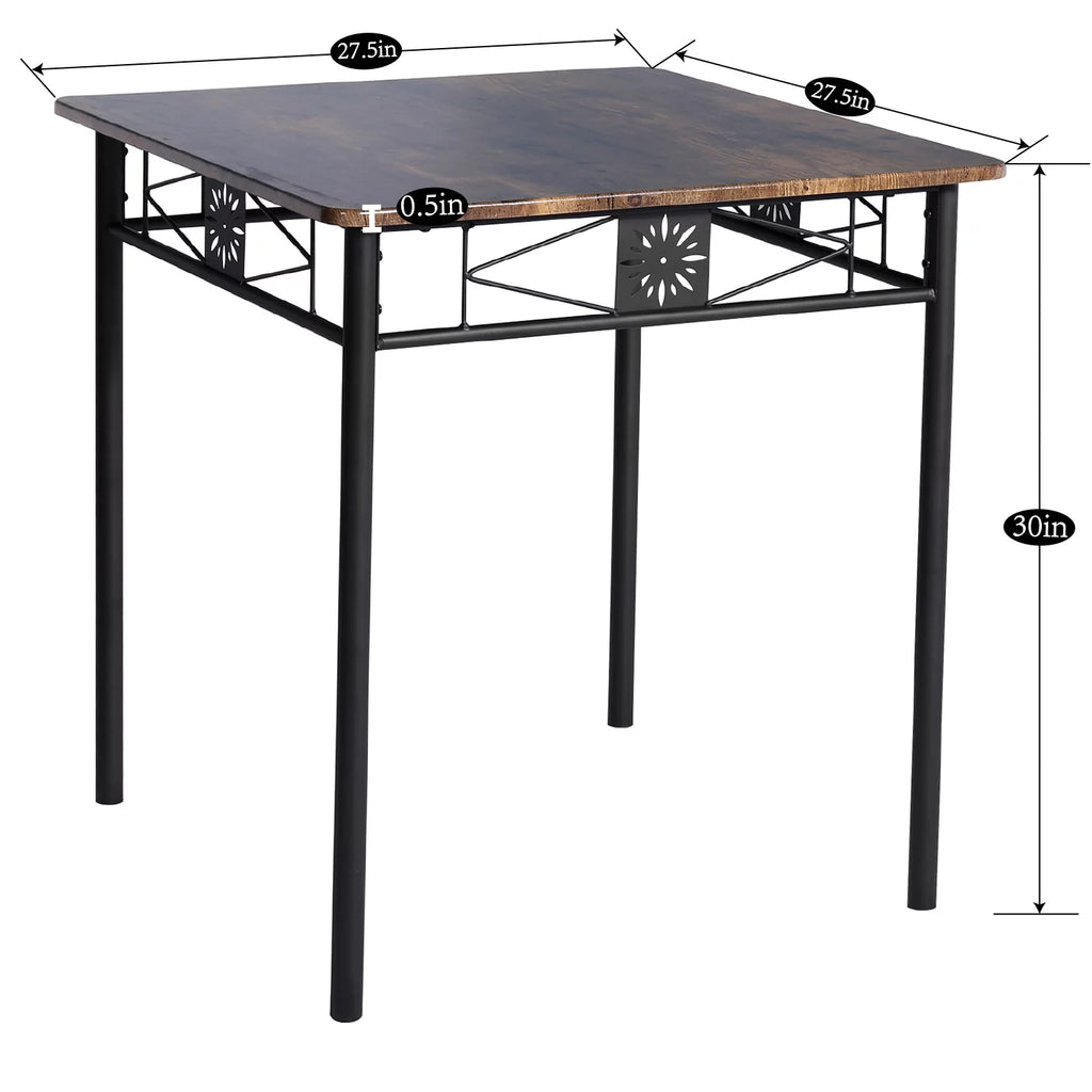 3-Piece Wooden Dining Table Set with 2 Pu Cushion Chairs O272462