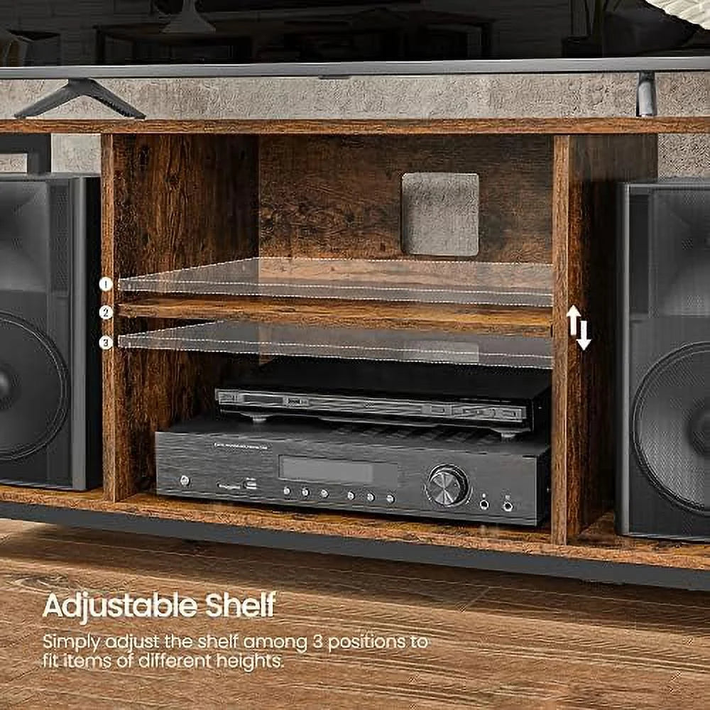 Rustic Brown and Black TV Stand up to 55 Inches with Shelving K47715