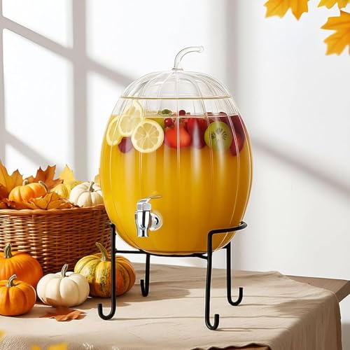 1.3 Gallon Glass Beverage Dispenser with Stand and Spigot X809824