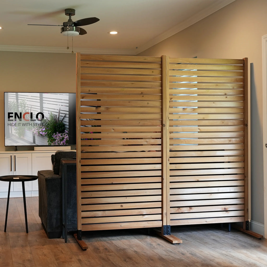 6 ft H x 3 ft W Slatted Wood Privacy Screen Kit (1 Panel) J726