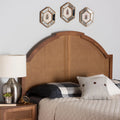 Ash Walnut Finished Wood Queen Size Headboard with Rattan U5646