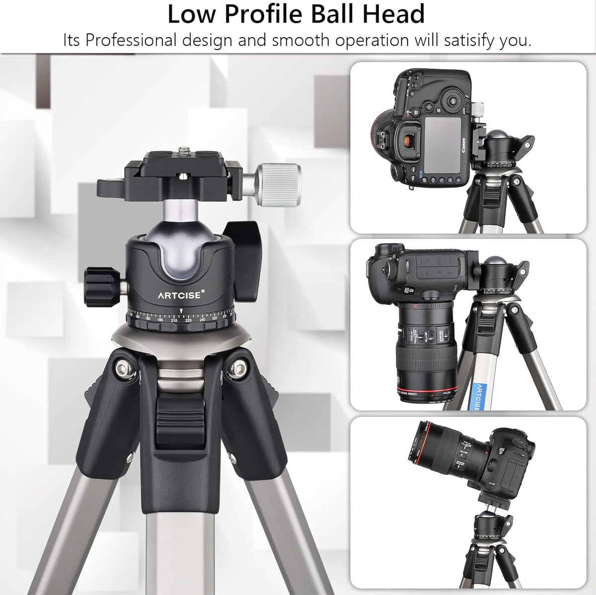Camera Tripod Ultra Compact with 36MM Low Profile Ball Head, 10kg/22lb Load, Wireless Remote, Pack of 2 K10710