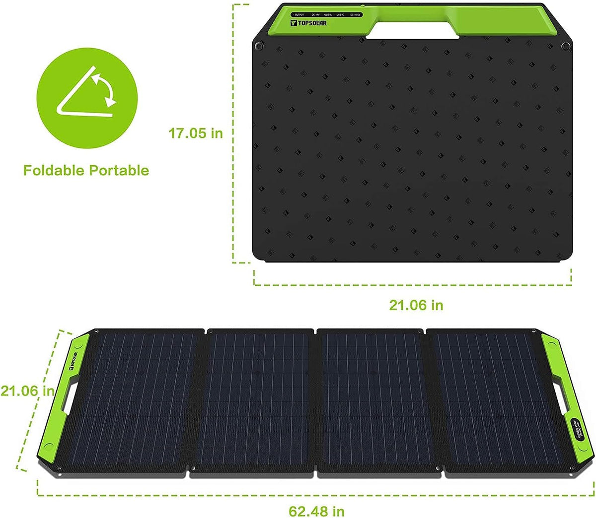 120W Foldable Portable Solar Panel Charger with Dual USB Ports & DC Output I315