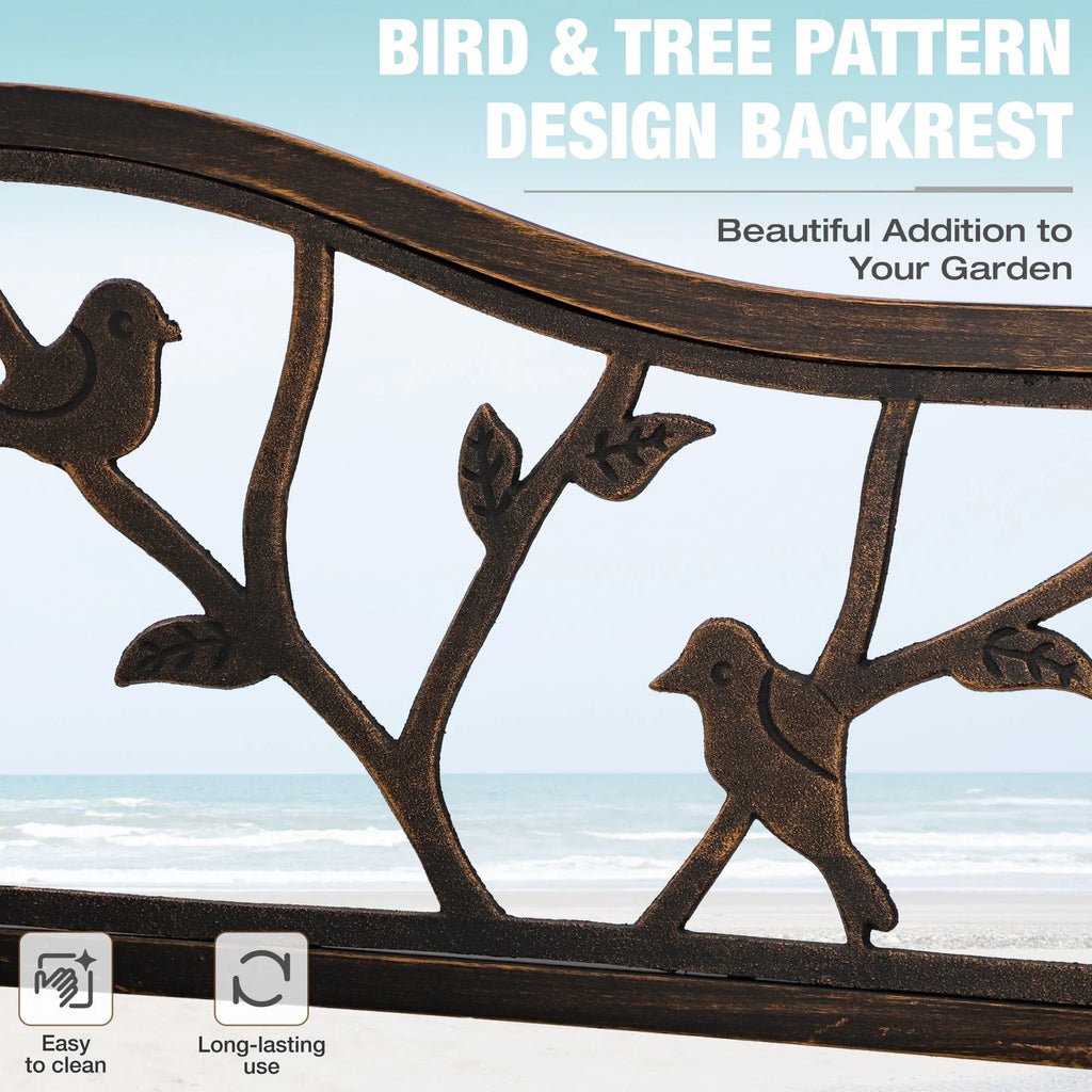 Red Metal Patio Garden Bench O2920