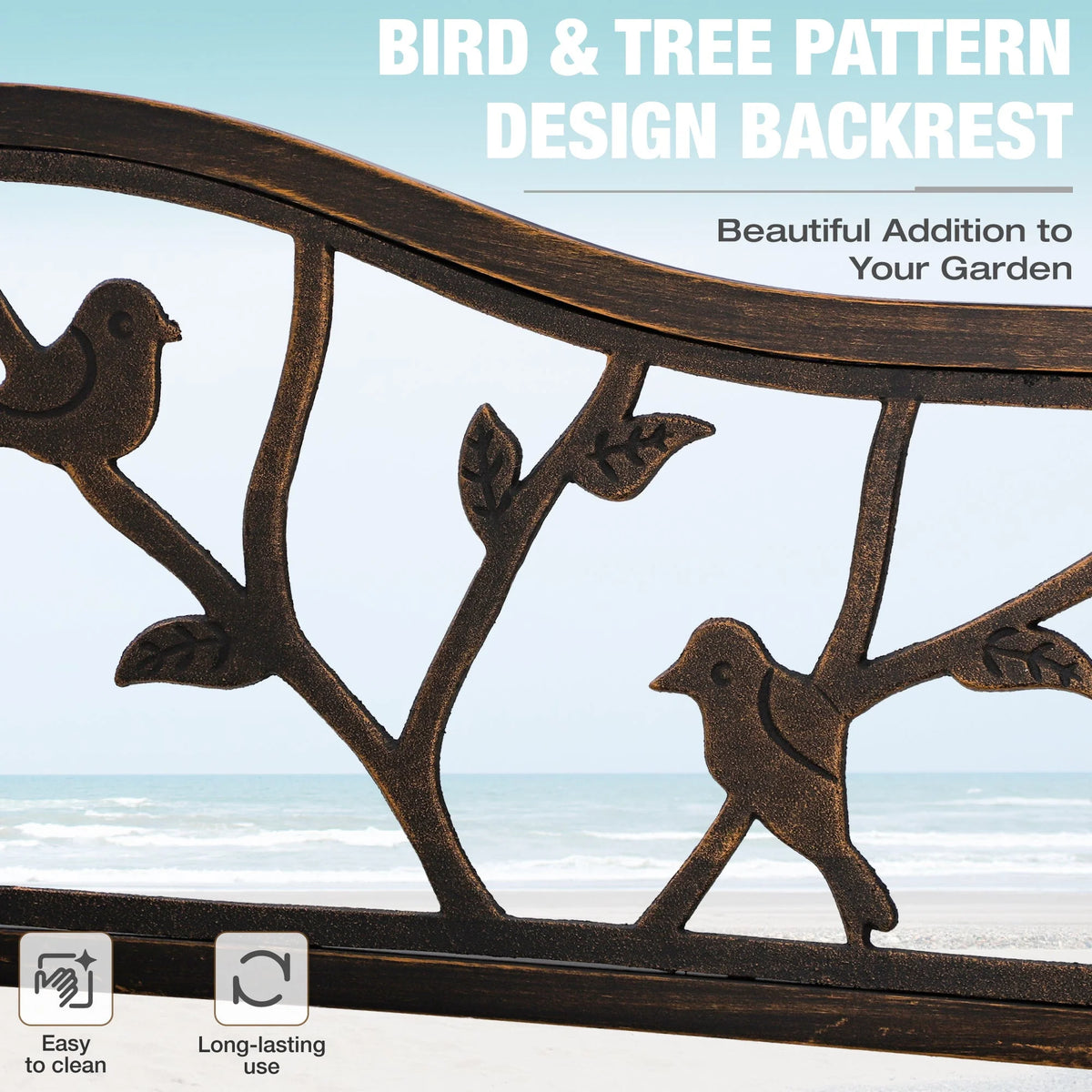 Red Metal Patio Garden Bench O2920