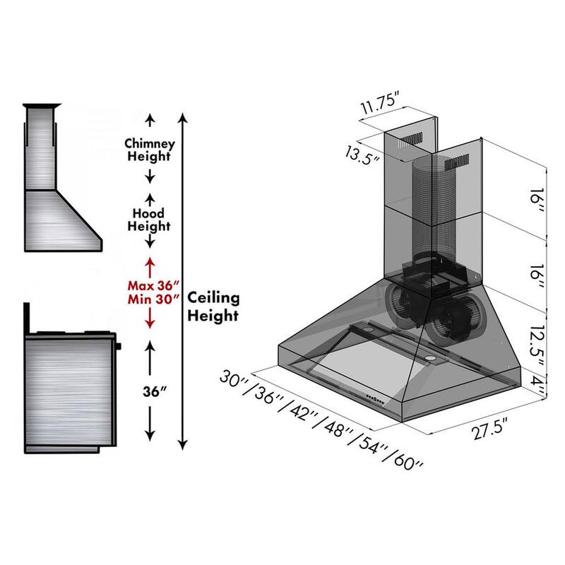 60 in. 700 CFM Stainless Steel Wall Mount Range Hood O338439