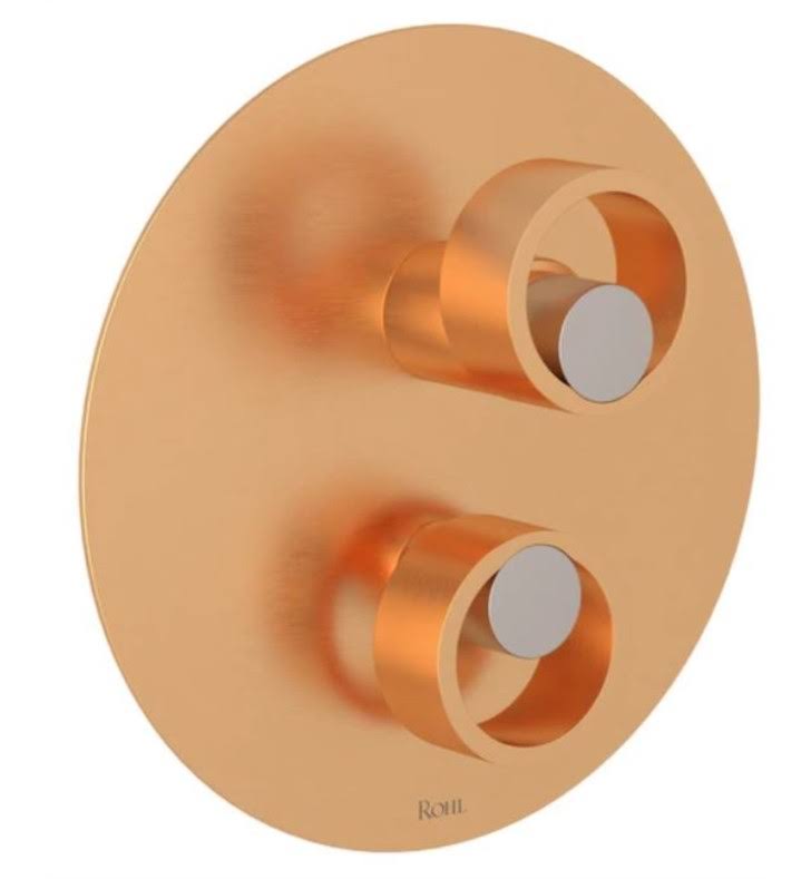 Satin Gold and Satin Nickel Pressure Balance Trim with Diverter with Circular Handle N35293