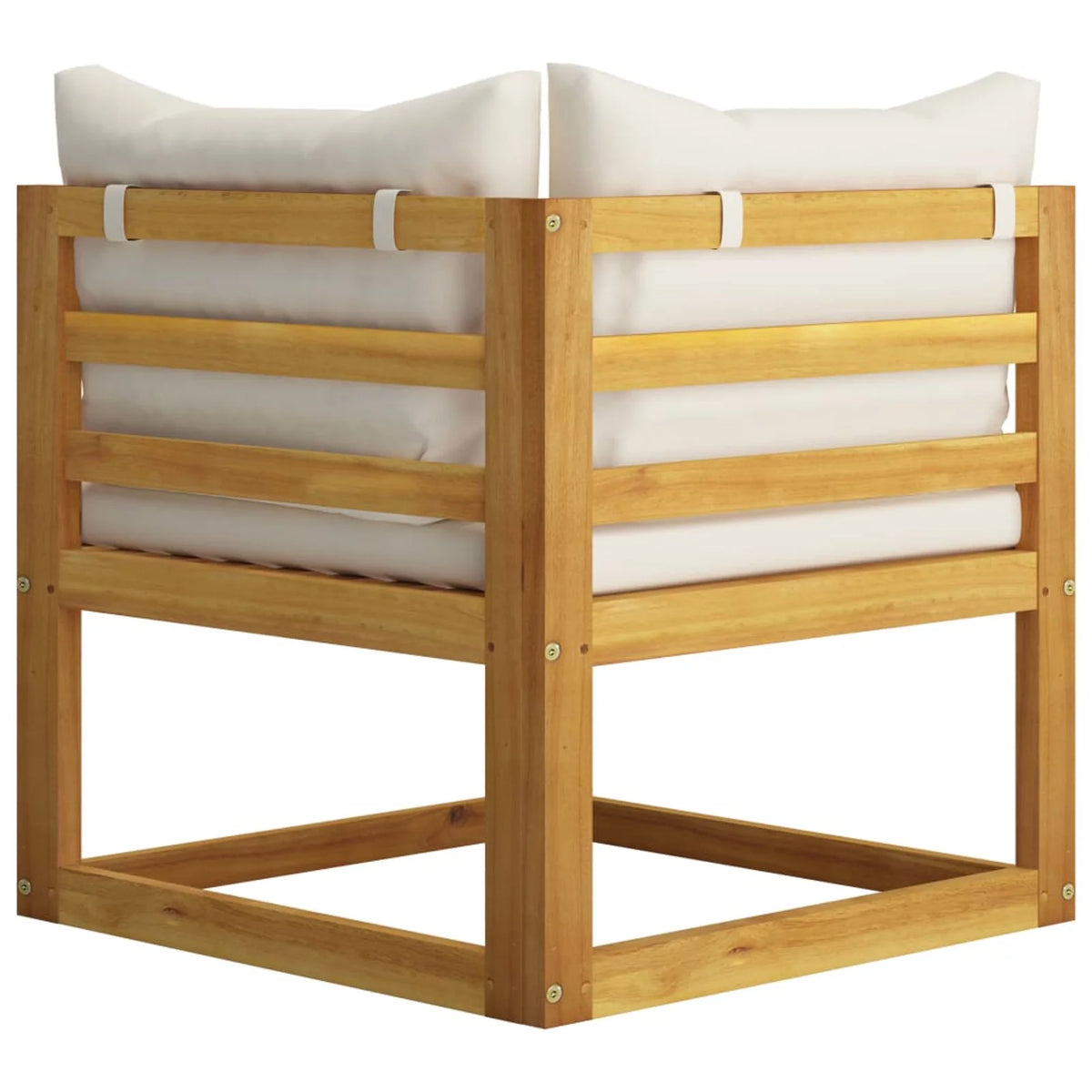 Sectional Corner Sofa with White Cushion Acacia Wood E6207