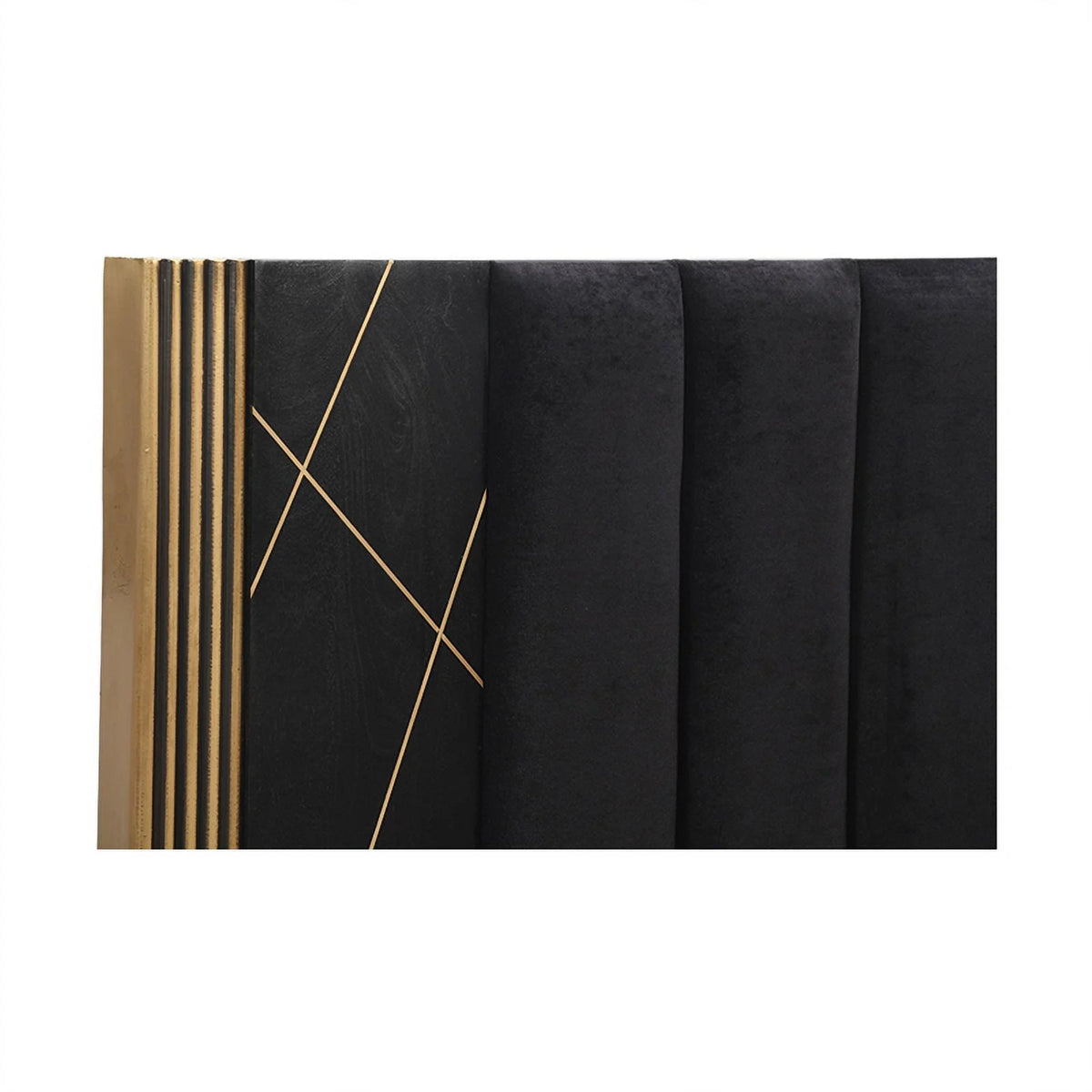Queen Bed with Wood in Black/Gold M1354